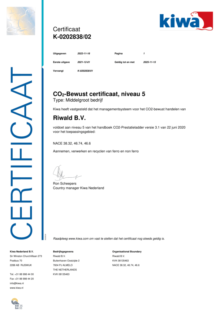 CO2-prestatieladder niveau 5 certificaat
